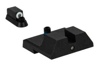 Night Fision Accur8 Perfect Dot Night Sight Set with square notch, White front and Black rear ring for the CZ P10C.